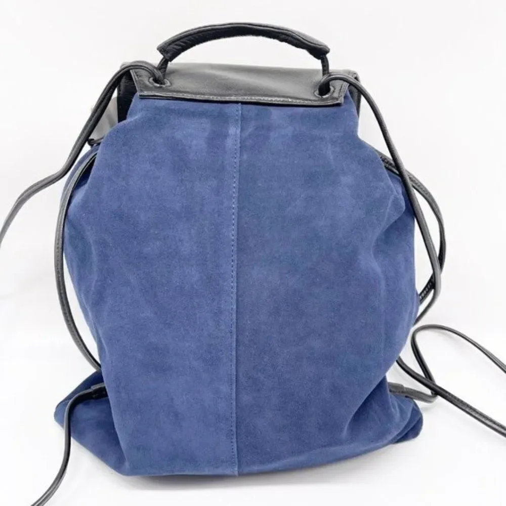 CHRISTOPHER KON Blue Suede Black Leather Backpack